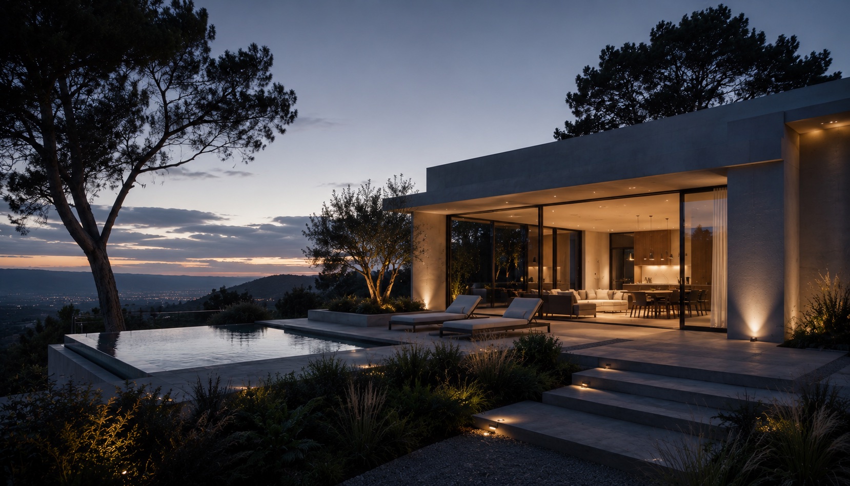 Villa contemporanea con piscina e ampie vetrate sulla costa mediterranea