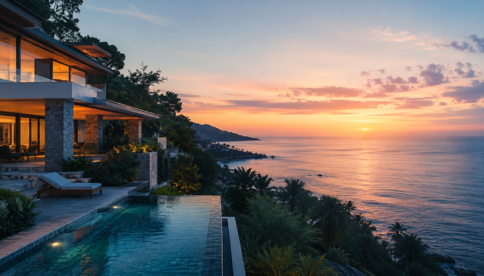 Villa minimalista sospesa sul mare