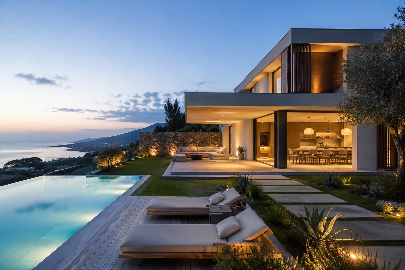 Casa moderna in vetro affacciata sulla costa