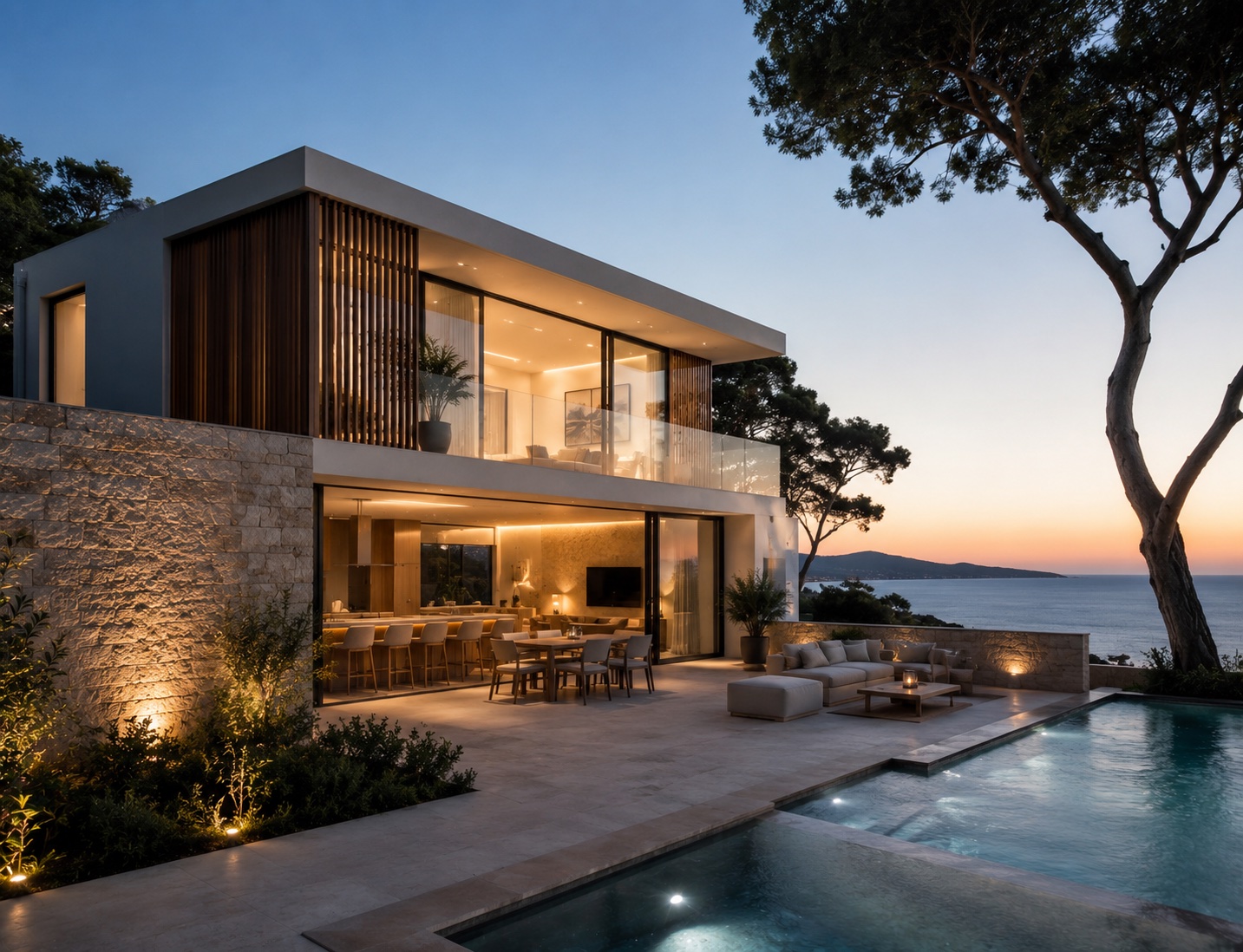 Residenza contemporanea luminosa con giardino e piscina