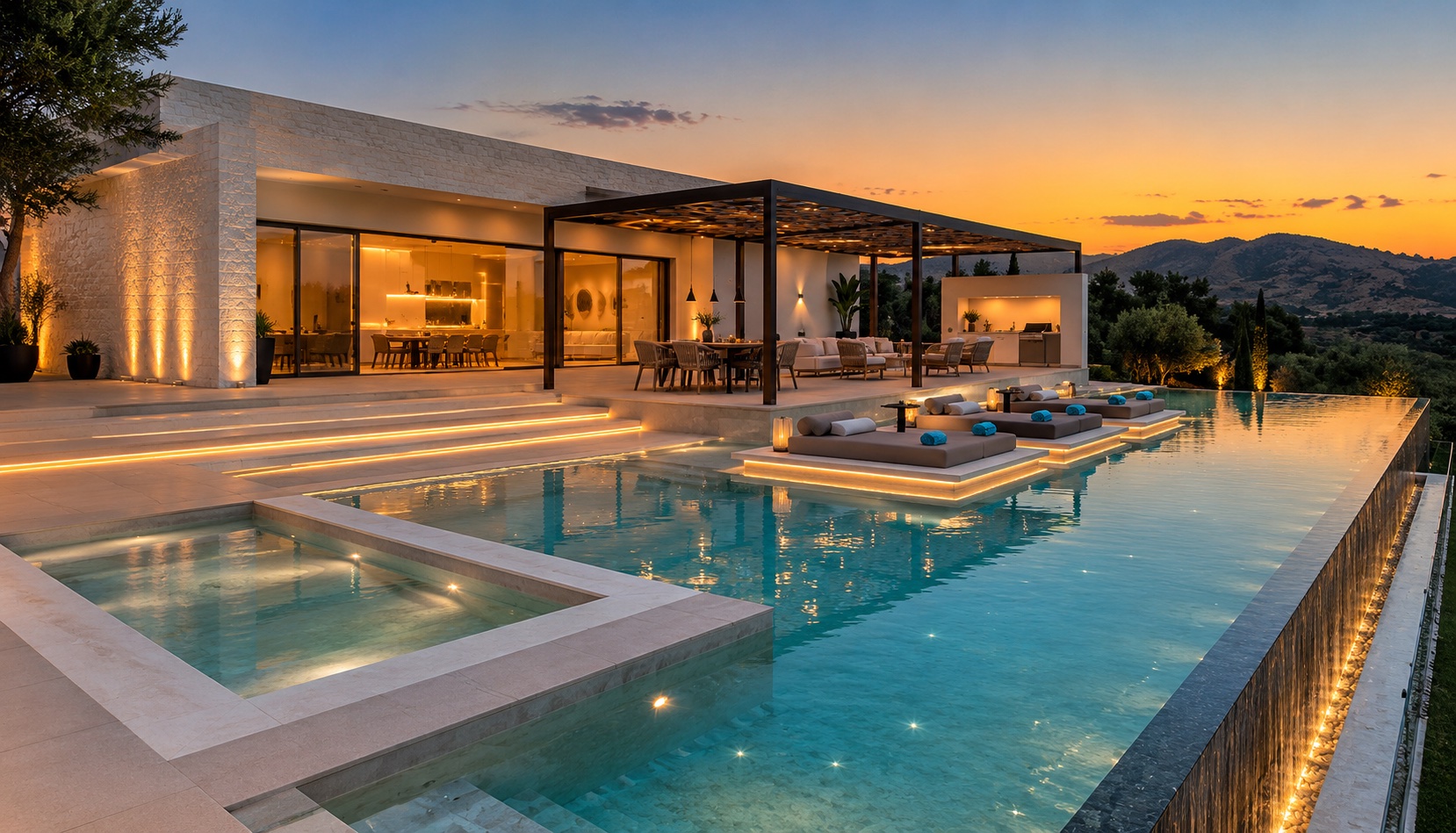 Residenza minimalista su una scogliera con mare grigio